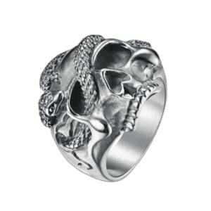 bague homme crane serpent en acier inoxydable 57 mm argent roas250 294 1