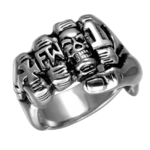 Bague Homme En Acier Inoxydable Tête De Mort Poing 2 Bague Homme En Acier Inoxydable Tête De Mort Poing - Argent / 54.4 Mm