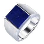Bague Homme En Argent Massif Avec Lapis Lazuli Carrée - 55 Mm
