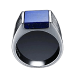 Bague Homme En Argent Massif Avec Lapis Lazuli Carrée