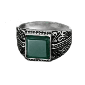 bague homme en argent sterling avec pierre carree dagate verte 54 4 mm vert roas300 179 1