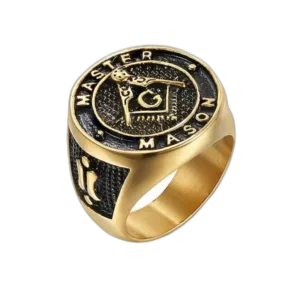 Bague Homme Or Acier Inoxydable Pour Maçonnier Maître - 57 Mm