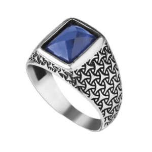 Bague Homme Rectangulaire Pierre Bleue éblouissante 3 Bague Homme Rectangulaire Pierre Bleue éblouissante - 56 Mm
