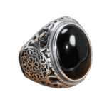 bague homme sertie dune pierre noire donyx redimensionnable roas400 424 1