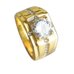 Bague Imitation Diamant En Acier Inoxydable 316l - 54.4 Mm / Or