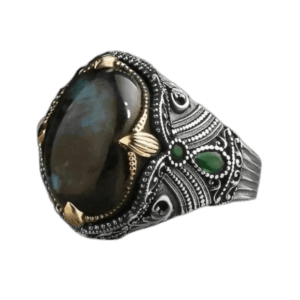Bague Labradorite De Qualité Supérieure: élégance Naturelle - 56 Mm