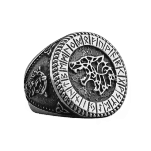 bague loup nordique en acier inoxydable 54 4 mm argent roas250 270 1