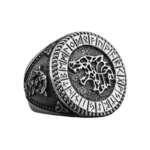 Bague Loup Nordique En Acier Inoxydable - 54.4 Mm / Argent