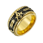 Bague Maçonnique Discrète En Acier Inoxydable - Or 1 / 54.4 Mm