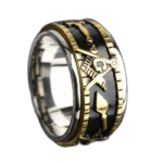 Bague Maçonnique Discrète En Acier Inoxydable - Or 2 / 54.4 Mm