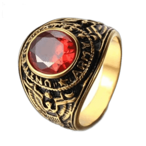 Bague Militaire Américaine En Acier Inoxydable - Rouge / 54.4 Mm