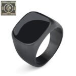 bague noire homme simple en acier inoxydable 54 4 mm noir carre roas200 148 1