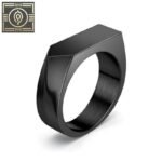 bague noire homme simple en acier inoxydable 54 4 mm noir irregulier roas200 713 1