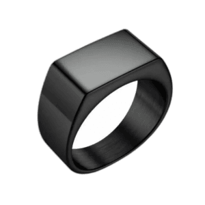 Bague Noire Homme Simple En Acier Inoxydable - 54.4 Mm / Noir Rectangle