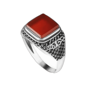 bague pierre carree rouge style masculin unique 56 mm roas300 500 1