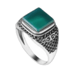 Bague Pierre Verte Carrée De Qualité Supérieure - 56 Mm
