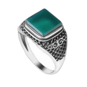 Bague Pierre Verte Carrée De Qualité Supérieure 3 Bague Pierre Verte Carrée De Qualité Supérieure - 56 Mm