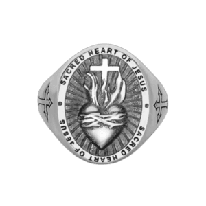 Bague Sacré Cœur En Acier Inoxydable : Incarnez La Passion Du Christ 2 Bague Sacré Cœur En Acier Inoxydable: Incarnez La Passion Du Christ - Acier / 54 Mm