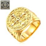 bague saint benoit en acier inoxydable valeurs religieuses or 54 4 mm 1 roas200 792 1