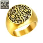 bague saint benoit en acier inoxydable valeurs religieuses or 54 4 mm 2 roas200 418 1