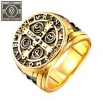 bague saint benoit en acier inoxydable valeurs religieuses or 54 4 mm 3 roas200 976 1