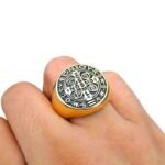 bague saint benoit en acier inoxydable valeurs religieuses or roas200 482 1