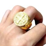 bague saint benoit en acier inoxydable valeurs religieuses or roas200 792 1