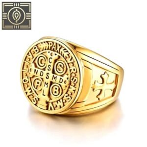 bague saint benoit en acier inoxydable valeurs religieuses or roas200 980 1