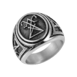Bague Satanique En Acier Inoxydable: Cadeau Original Pour Style Gothique - 54.4 Mm