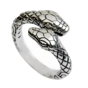 Bague Serpent Double: élégance Et Mystère - Argent / Redimensionnable