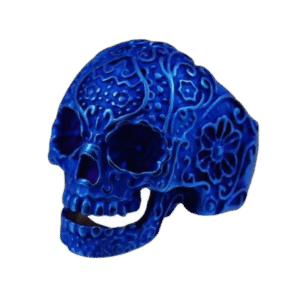 bague tete de mort bleue en acier inoxydable bleu 54 4 mm roas200 478 1