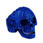 Bague Tête De Mort Bleue En Acier Inoxydable