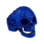 bague tete de mort bleue en acier inoxydable roas200 537 1