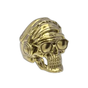 Bague Tête De Mort Casque En Or Jaune: Luxe Et Original! 47 Mm / Or 10k