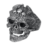bague tete de mort en argent pour hommes au style punk rock redimensionnable roas400 807 1