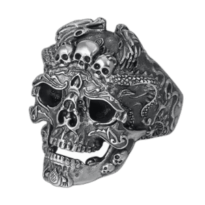 bague tete de mort en argent pour hommes au style punk rock redimensionnable roas400 807 1