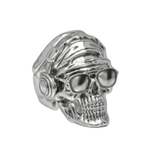 Bague Tête De Mort Gothique En Or Blanc De Luxe - 47 Mm / Or Blanc 10k