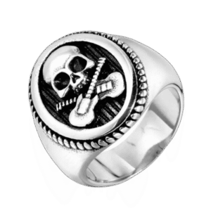 bague tete de mort guitare en acier inoxydable argent 54 4 mm roas200 639 1