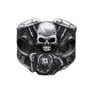 bague tete de mort motard en acier inoxydable modele 1 54 mm roas200 934 1