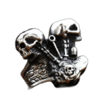Bague Tête De Mort Motard En Acier Inoxydable - Modèle 2 / 54 Mm