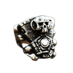 Bague Tête De Mort Motard En Acier Inoxydable - Modèle 4 / 54 Mm