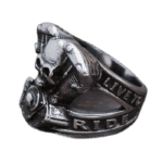 Bague Tête De Mort Motard En Acier Inoxydable