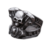 bague tete de mort motard en acier inoxydable roas200 782 1