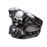 Bague Tête De Mort Motard En Acier Inoxydable