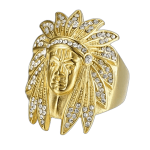 Bague Tête D’indien Dorée: Symbole De Courage Et De Force - 57 Mm