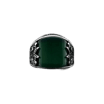 Bague Turque En Argent Massif Avec Pierre D’agate Verte