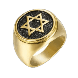 bague universitaire etoile de david en acier inoxydable 54 4 mm or roas250 473 1