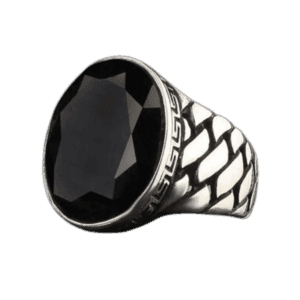 Bague Vintage Pierre Noire: élégance Intemporelle - 56 Mm