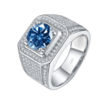 Bague Zircon Cubique: élégance Scintillante - Bleu / 57 Mm