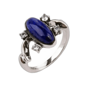 Baguette Fine En Argent Sterling 925 Sertie D’une Pierre Ovale De Lapis Lazuli - 49.3 Mm